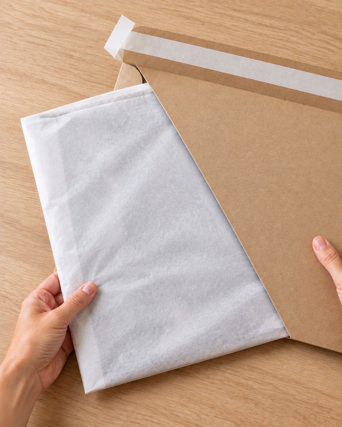 Rigid mailer packaging for a small unframed Playground Blue Face print by NAÏAH.