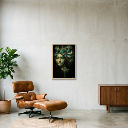 Shadow and Light I Emerald - Naïah — 40×60cm, 16×24" Oak Frame