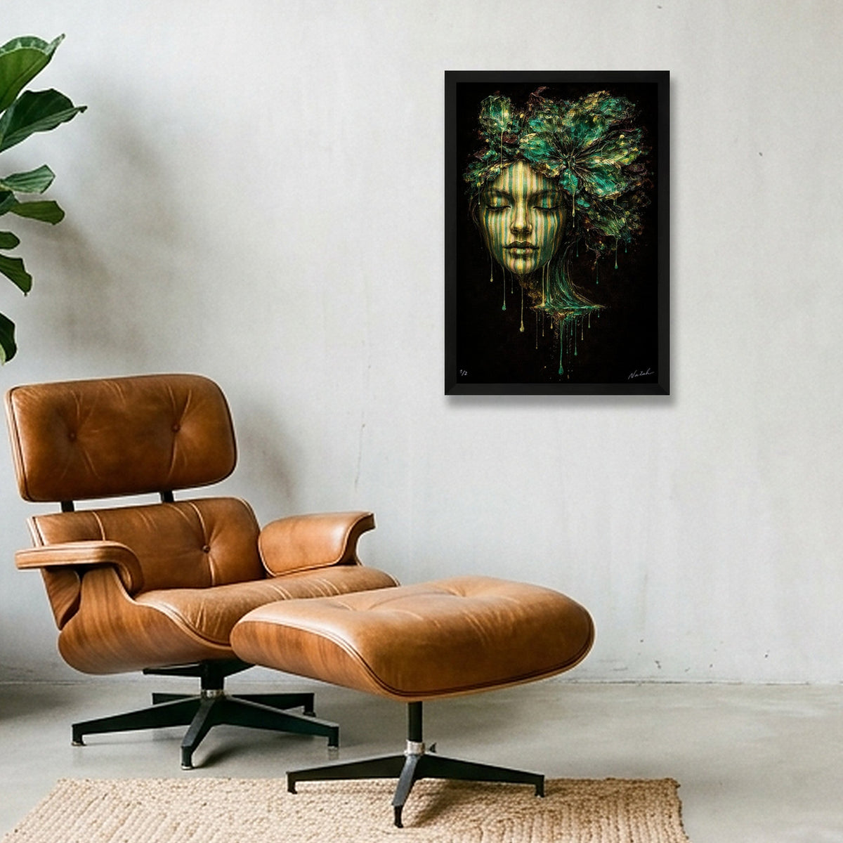 Shadow and Light I Emerald - Naïah — 30×45cm, 12×18" Black Frame