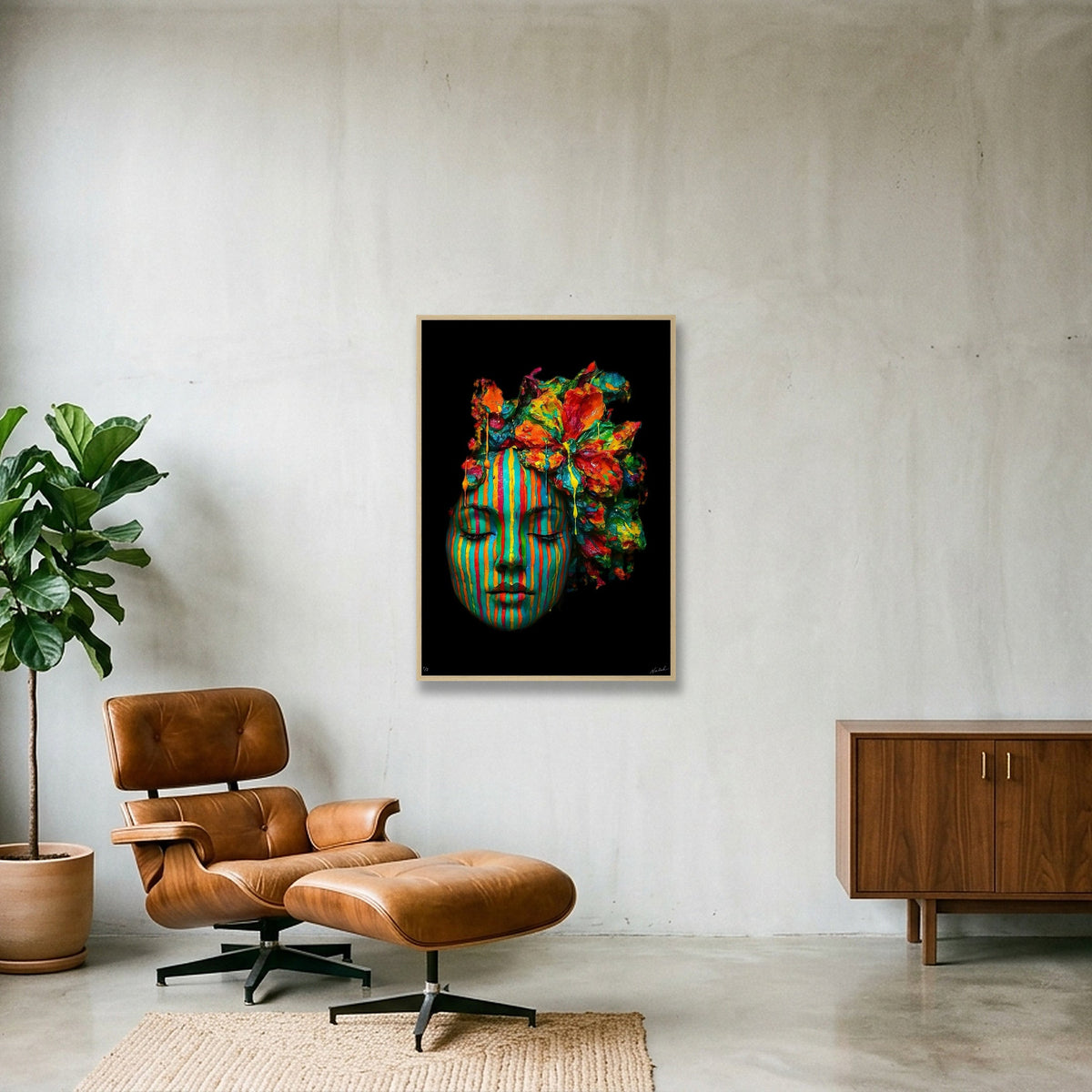 Emerging Face - Genesis Playground - Naïah — 70×100cm, 28×39" Oak Frame