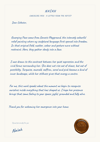 Personal Dear Collector artist letter for Emerging Face by NAÏAH.