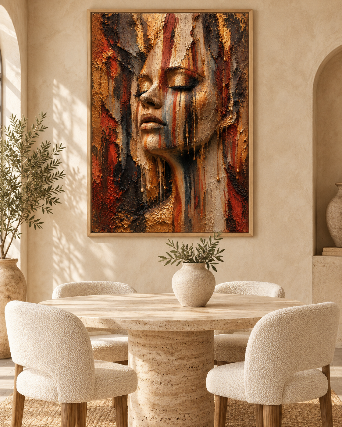 Terracotta Soul by Naïah — framed statement print in an elegant dining room